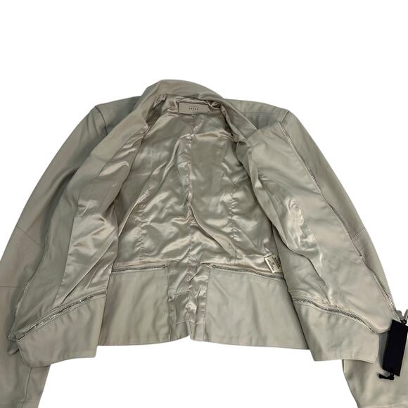 Blank NYC Size XL Faux Leather Vegan Zip Front Moto Jacket Cream Lined Edgy NWT - Picture 10 of 16